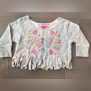 *Vintage* Denny’s!  Girls' Gray Fringe Sweatshirt with Colorful Accents